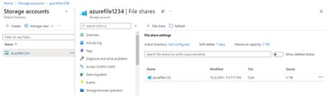 Azure Files User Interface に対する画像結果