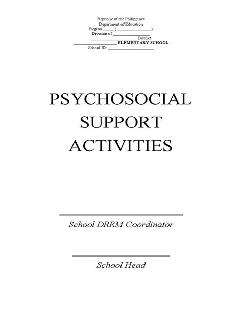 Image result for Psychosocial Support Examples around Routine