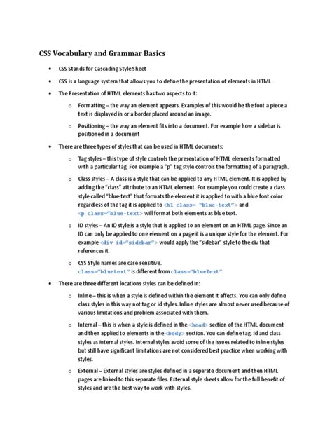 Basic HTML and CSS Vocabulary に対する画像結果