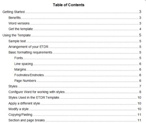 Image result for Table of Contents Setup