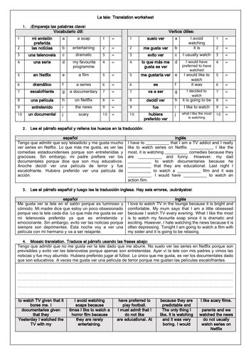 Image result for TES Worksheet TV Programmes