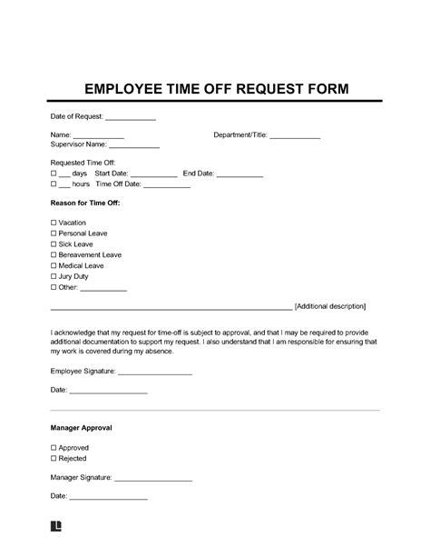 Generic Time Off Request Form に対する画像結果