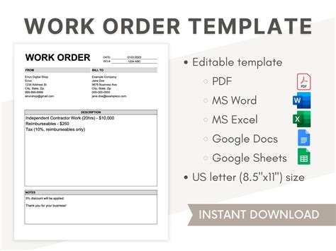 Sample Work Order in Word Format に対する画像結果