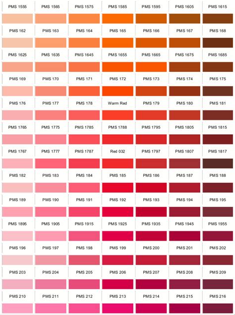 Image result for Pantone Red Color Chart