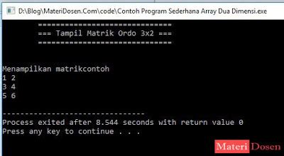 Toradh íomhá ar Program Array 2 Dimensi C++