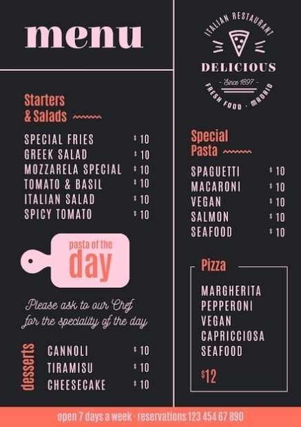 Image result for Free Digital Menu Templates