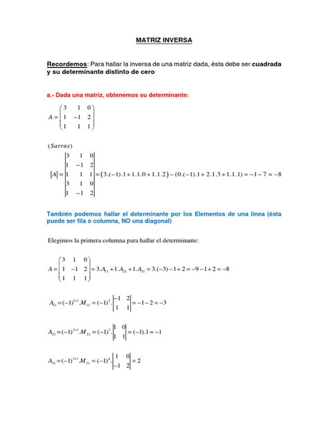 Image result for Determinante De Una Matriz Inversa