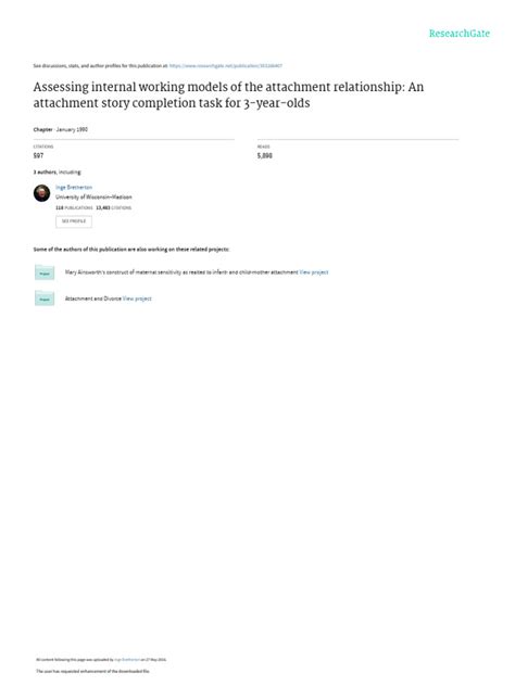 Assessing Internal Working Models of The Attachment Relationship | PDF
