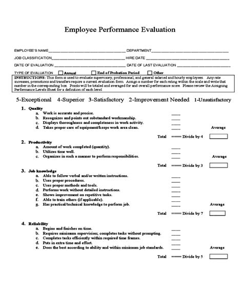 Image result for Sample Employee Performance Evaluation Form