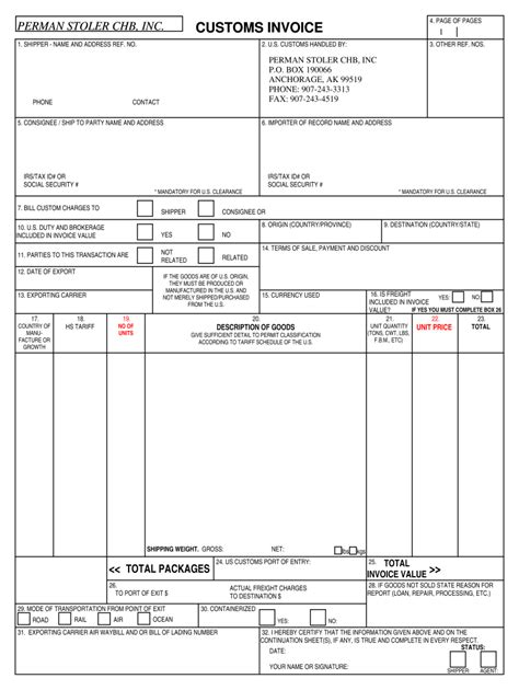 Image result for Proforma Customs Invoice