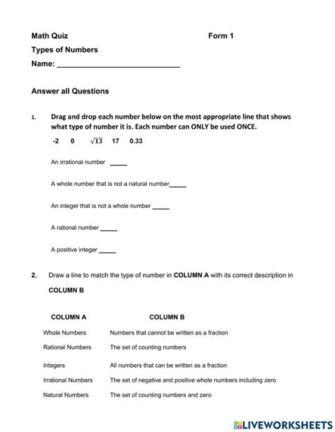 Worksheet On Types of Numbers に対する画像結果