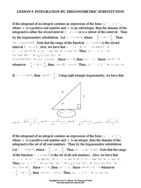 Image result for Trigonometric Substitution Sample Problems