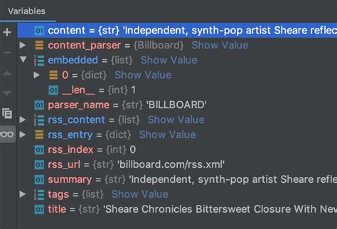 Image result for PyCharm Variable Window