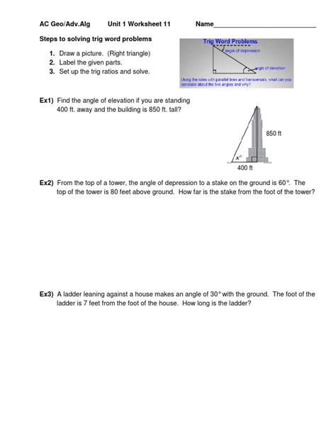 Image result for Basic Trig Word Problems