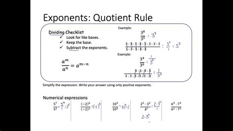 Image result for Quotient Rule Exponents Examples