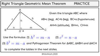 Image result for Right Triangle Geometric Mean Formula