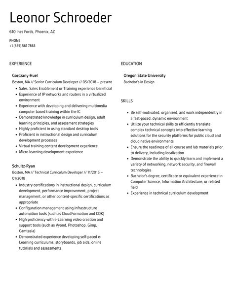Image result for Curriculum Developer Resume Sample