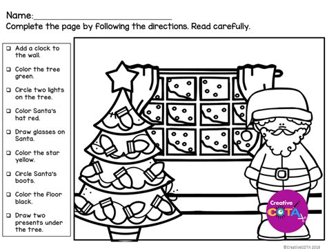 Christmas Follow Directions Worksheet に対する画像結果