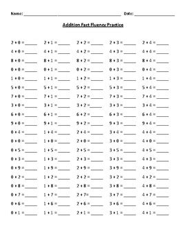 Image result for Addition Fact Fluency Worksheets