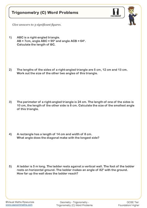 Toradh íomhá ar Right Triangle Trigonometry Practice Word Problems