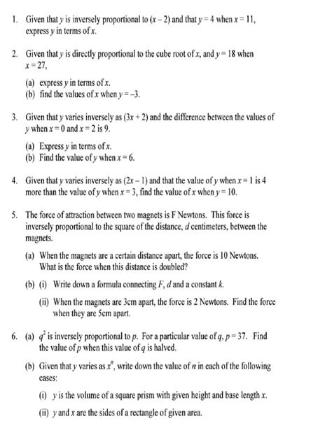 Image result for Direct and Inverse Proportion Sample Paper PDF