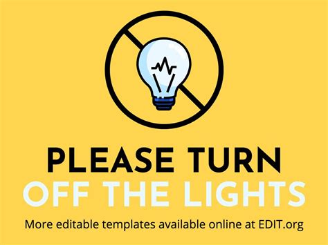 Image result for Sign Template for Restroom Turn Off Light