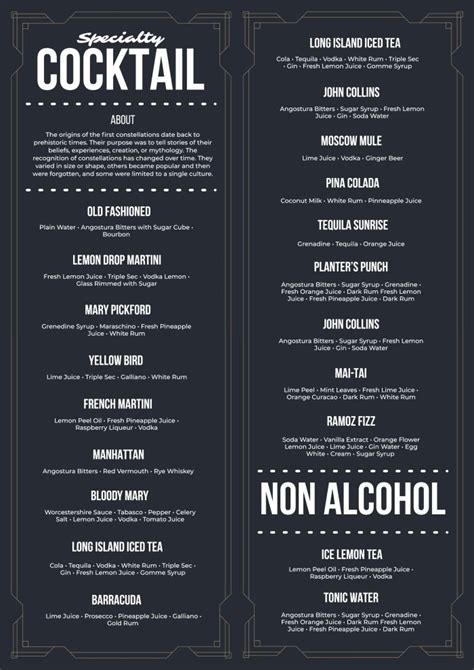 Afbeeldingsresultaten voor Beverage Menu Sample