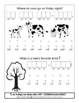 Toradh íomhá ar Multiplication Riddle Worksheet