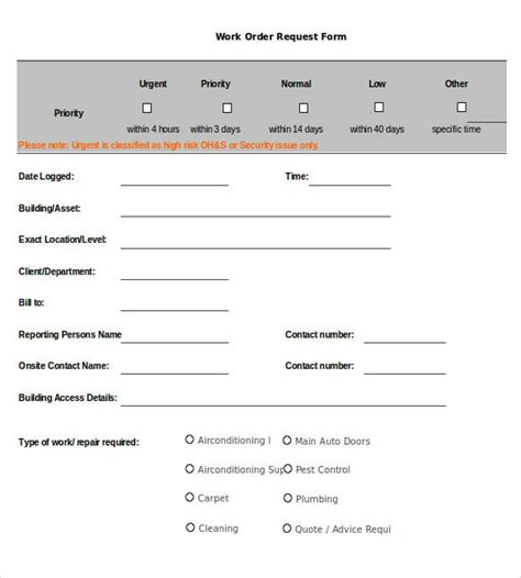 Afbeeldingsresultaten voor Work Order Request Form Template