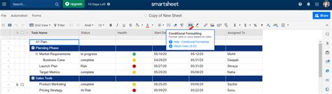 Toradh íomhá ar Smartsheet Conditional Format Based On Indention