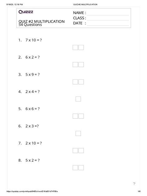 Image result for Multiplication Quick Quiz Digit 2