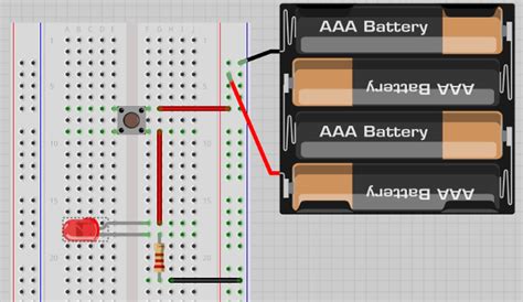 Image result for Power LED with Battery Breadboard Push Button Circuit Diagram