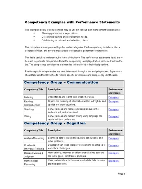 Image result for Sample Competency Statement