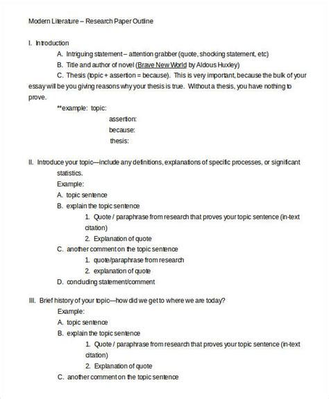 Image result for Research Paper Outline Example