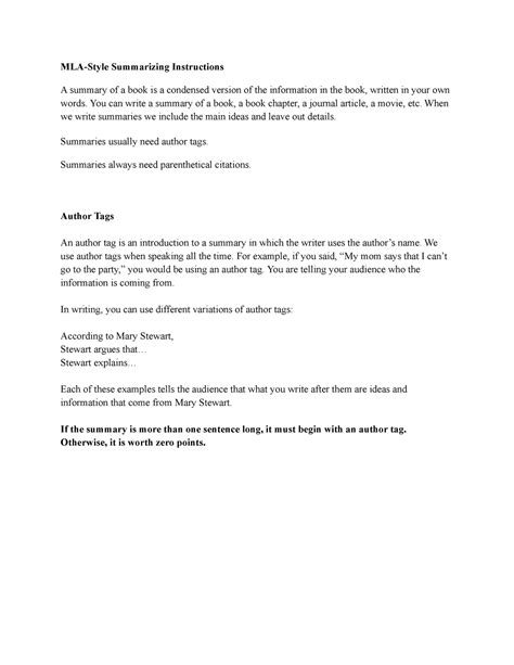 Toradh íomhá ar MLA Format Summary Example