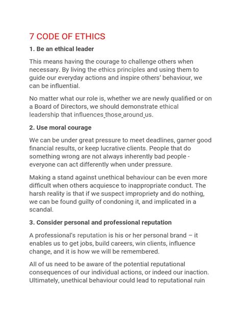 Image result for Code of Ethics Free Printable