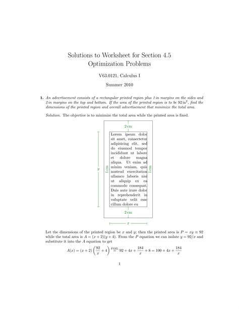 Image result for Optimization Problems Worksheet PDF