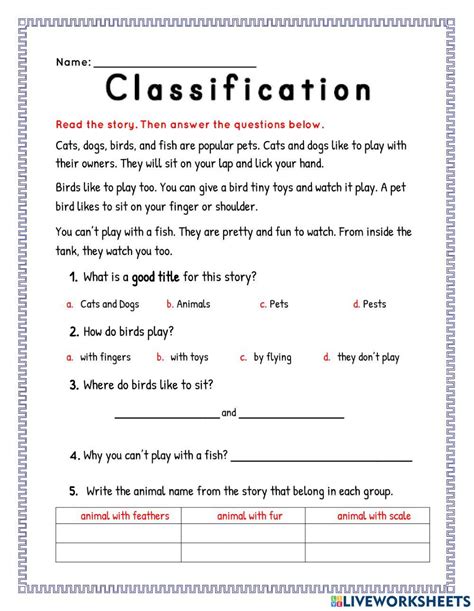 Image result for Classification Practice Worksheet