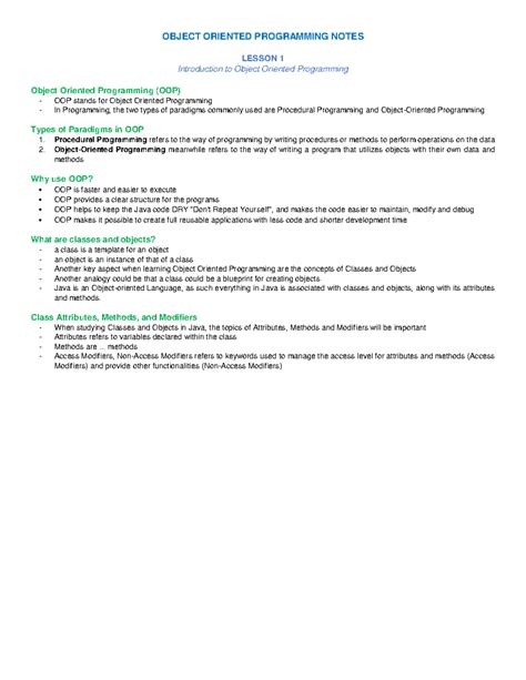 Image result for Object-Oriented Programming Notes