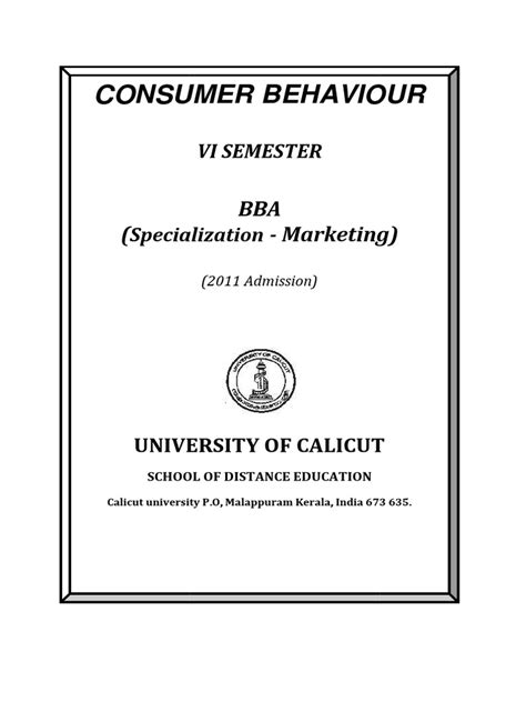 Image result for Consumer Behaviour BBA Question Paper