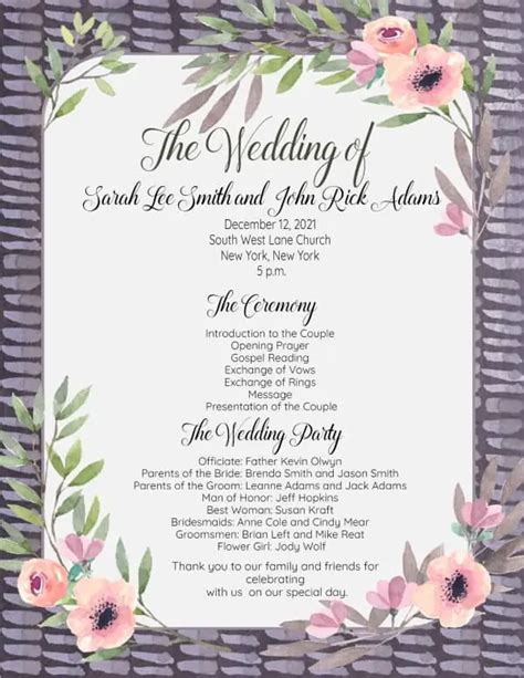 Image result for Wedding Program Wording