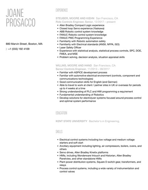 Image result for Controls Engineer Resume Examples