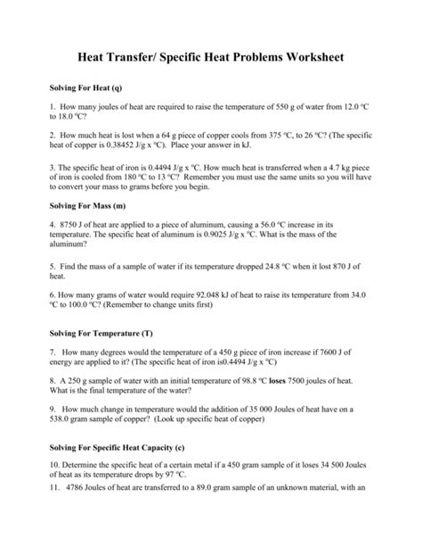 Image result for Specific Heat Physics Problems