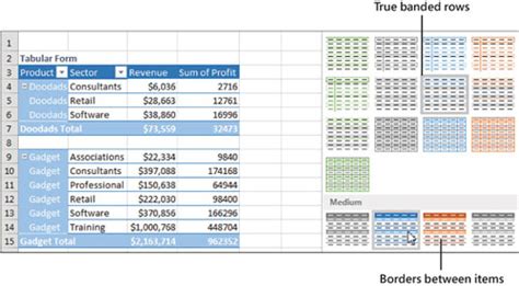 PivotTable Table Design Elements に対する画像結果