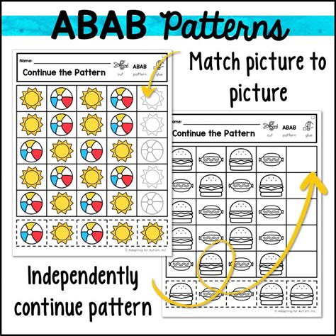 Toradh íomhá ar Abab Pattern Worksheet
