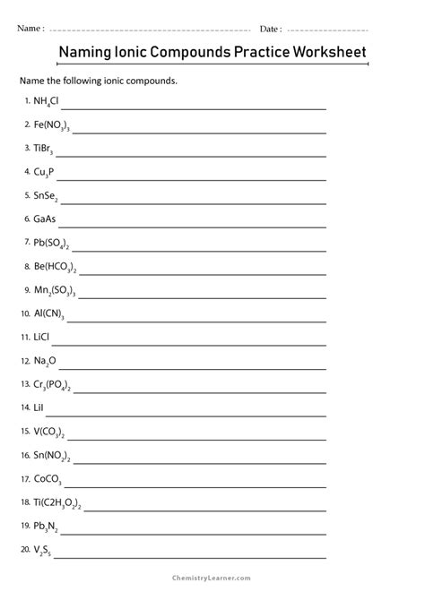 Image result for Compound Worksheet Answer Sheet
