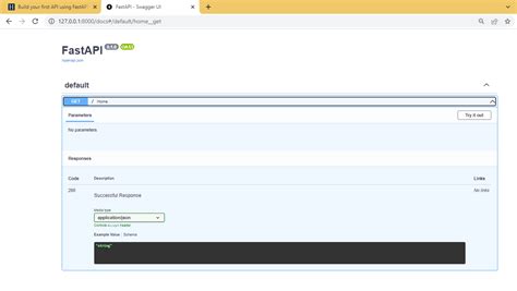 Toradh íomhá ar Fastapi Swagger Docs 404