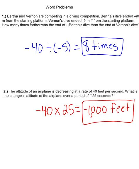 Image result for Dividing Integers Word Problems Worksheet