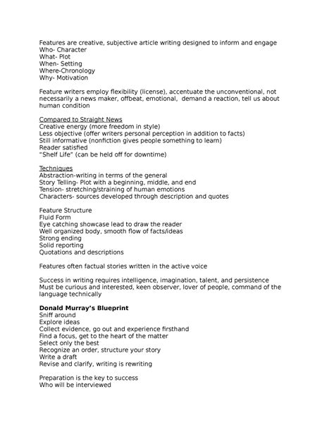 Image result for Feature Writing Notes