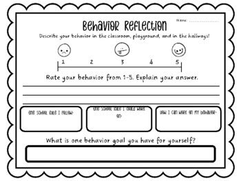 Behavior Reflection Sheet for First Grad に対する画像結果